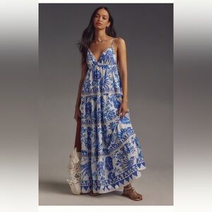 New No Tags.  Anthropologie Farm Rio Flowerful Birds Maxi Dress